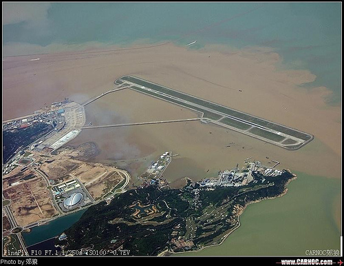 Vista aria de l'aeroport de Macau
